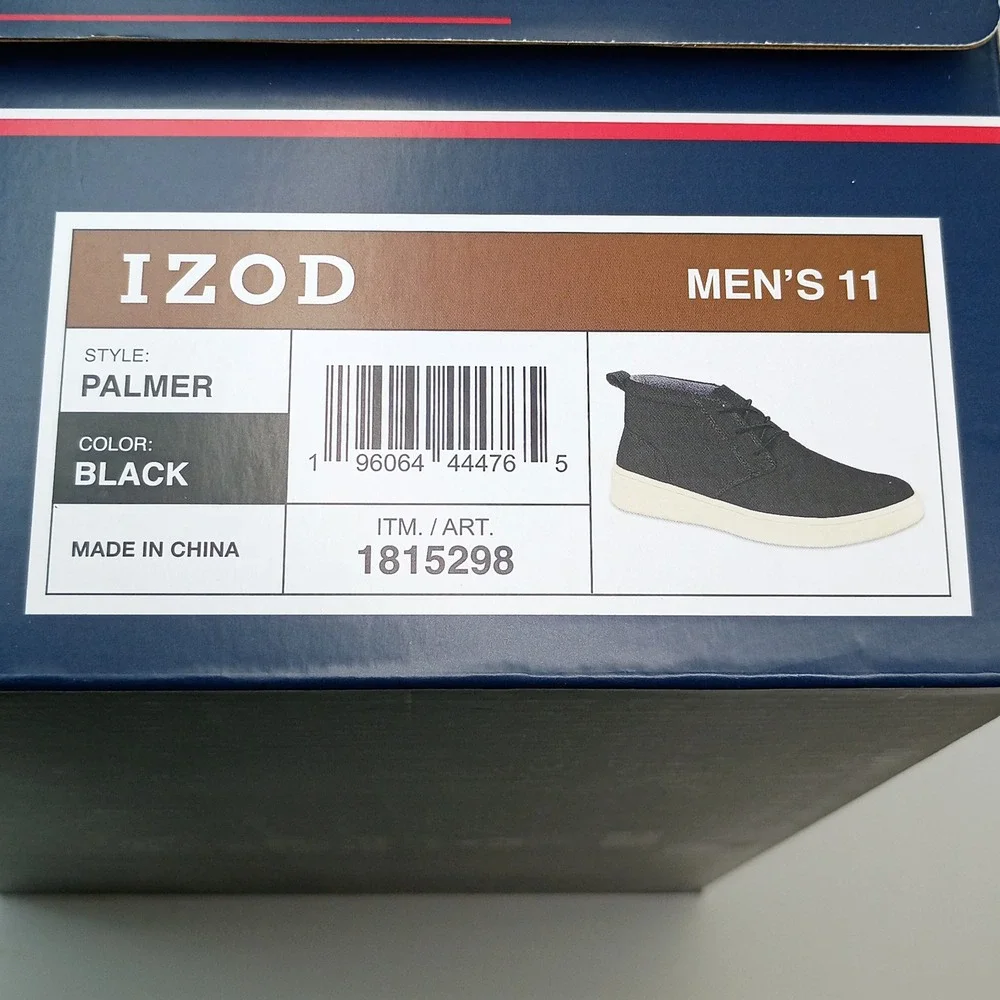IZOD Palmer Chukka Boot Men Size 11 Black Memory Foam Sneaker Boot